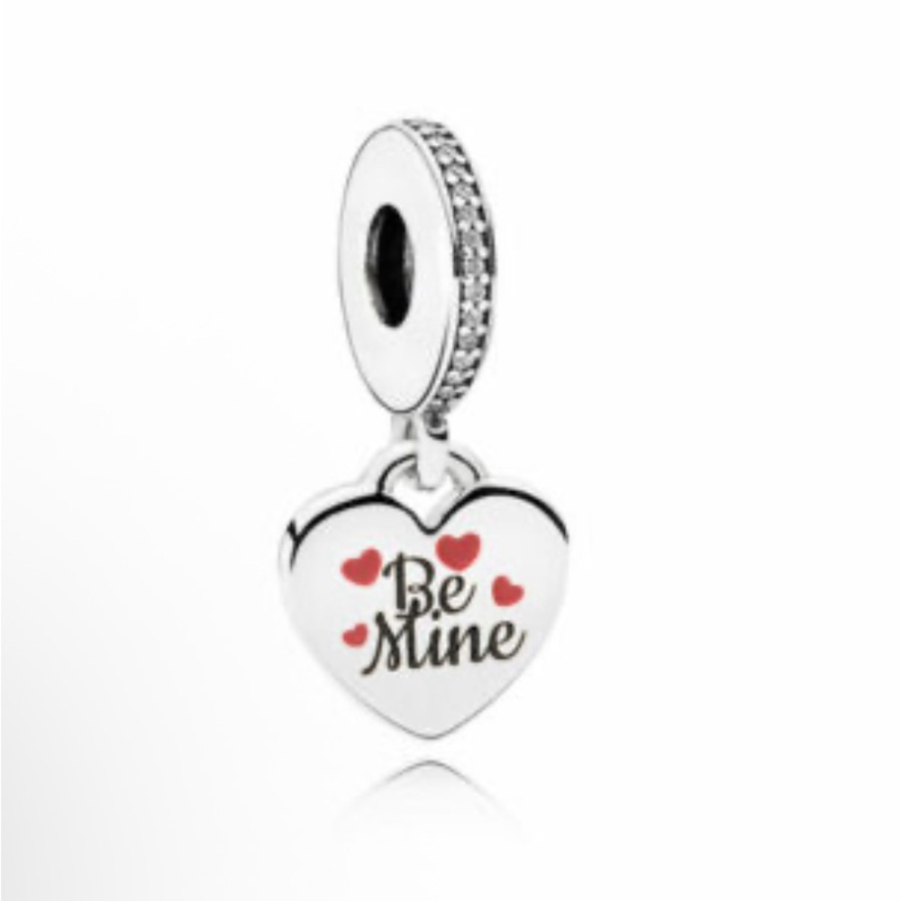 Pandora Silver Heart Charm Bracelet with Red Accents